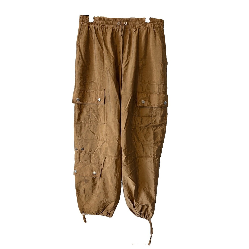 Cinq a Sept Camel Brown Nylon Cargo Women's Pull On Jogger Pants Size XS